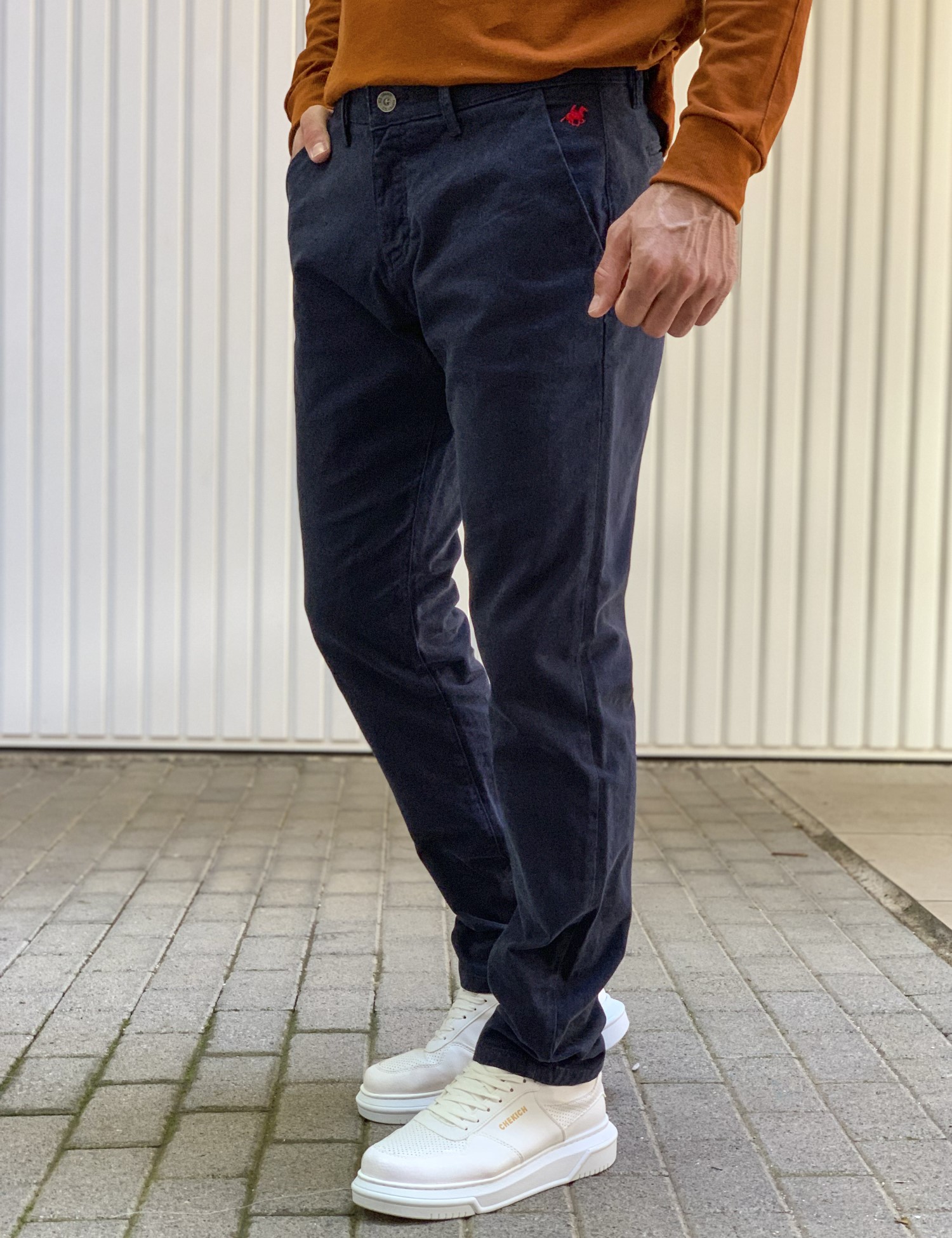 US Grand Polo ανδρικό navy blue υφασμάτινο Chinos παντελόνι US200B φωτογραφία